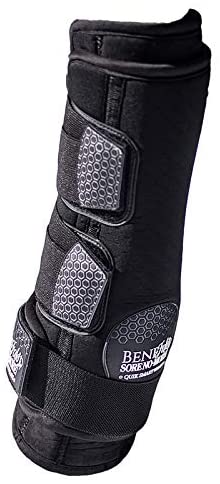 BENEFAB Therapeutic Smart HIND QuickWrap | 1 Pair/2PCS Wraps with Far-Infrared Technology & Magnetic Therapy | Stable or Shipping Boot | Prevent Injuries | Reduce Pain & Stiffness | Black