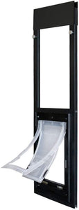 Dragon Window Pet Door | Single Flap, Dark Bronze (Black) Frame| Large Flap (Pets Up to 18" Tall), Window Height (34" - 37") | Includes Locking Cover | Energy Efficient, Sturdy, Low Cost