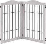unipaws 6 Panels Extra Wide Freestanding Walk Through Dog Gate with 5 Support Feet, Pet Playpen, Foldable Stairs Barrier Pet Exercise Pen for Dogs Cats,Indoor Use Only