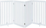 unipaws Freestanding Wooden Dog Gate, Foldable Pet Gate with 2PCS Support Feet Dog Barrier Indoor Pet Gate Panels for Stairs, White, Indoor Use Only