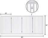 unipaws Freestanding Wooden Dog Gate, Foldable Pet Gate with 2PCS Support Feet Dog Barrier Indoor Pet Gate Panels for Stairs, White, Indoor Use Only