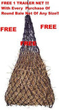 Tech Equestrian KNOTLESS Heavy Duty 5mm Thick Round Bale Slow Feed Hay Net 6x6 (Hole_Size_2.5 inches)