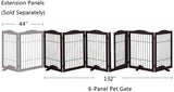 beeNbkks Pet Playpen with Wire, Extra Wide 6 Panels Freestanding Wooden Dog Gate with Walk Through Door and 5 Support Feet, Foldable Pet Exercise Pen