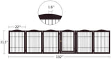 beeNbkks Pet Playpen with Wire, Extra Wide 6 Panels Freestanding Wooden Dog Gate with Walk Through Door and 5 Support Feet, Foldable Pet Exercise Pen