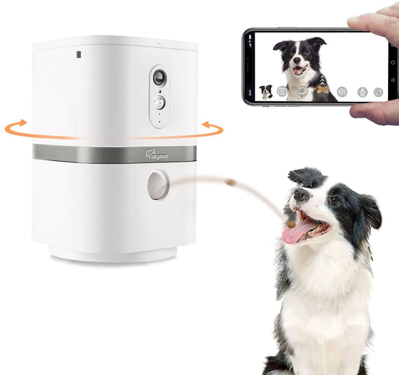 SKYMEE Petalk AI II Dog Camera Automatic Treat Dispenser, WiFi Full HD Pet Camera with 180° Pan Full-Room View,Night Vision,Two Way Audio for Dogs and Cats,Compatible with Alexa (2.4G WiFi Only)
