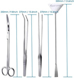 capetsma Aquascape Tools, Long Stainless Steel Aquarium Plant Tools Aquarium Tweezers Scissors Spatula Tool Set Bonsai Kit Algae Scrapers Aquarium Cleaning Kit for Fish Tank Starter kit