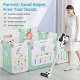 Baby Playpen, Dripex Upgrade Foldable Kids Activity Centre Safety Play Yard Home Indoor Outdoor Baby Fence Play Pen NO Gaps with Gate for Baby Boys Girls Toddlers (Light Green + White)