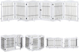 beeNbkks Pet Playpen with Wire, Extra Wide 6 Panels Freestanding Wooden Dog Gate with Walk Through Door and 5 Support Feet, Foldable Pet Exercise Pen