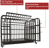 AGESISI Heavy Duty Dog Crate - Strong Metal Dog Cage Dog Kennels for Medium and Large Dogs, Pet Playpen Indoor Outdoor with Four Wheels, Self-Locking Latches, 38 inches