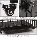 AGESISI Heavy Duty Dog Crate - Strong Metal Dog Cage Dog Kennels for Medium and Large Dogs, Pet Playpen Indoor Outdoor with Four Wheels, Self-Locking Latches, 38 inches