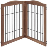 unipaws 6 Panels Extra Wide Freestanding Walk Through Dog Gate with 5 Support Feet, Pet Playpen, Foldable Stairs Barrier Pet Exercise Pen for Dogs Cats,Indoor Use Only