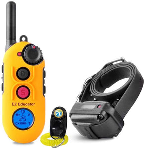 Bundle of 2 Items - E-Collar - EZ-900 - 1/2 Mile Remote Waterproof Trainer Easy Educator - Static, Vibration and Sound Stimulation Collar With PetsTEK Dog Training Clicker Training Kit