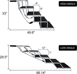 maxpama Extra Wide Aluminum Folding Dog Ramp for Large Dogs Portable Dog Car Step Dog Stair with Nonslip Surface Foldable Pet Stair for High Bed Truck and SUV Lightweight Pet Ladder Support to 200 Lbs