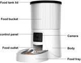 ABRCT Automatic Cat Feeder, HD Camera for Voice and Video Recording, Smart Cat Food Dispenser, Timed Cat Feeder with Desiccant Bag, Auto Pet Feeder with Dual Power Supply (4L) (White)