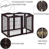 beeNbkks Pet Playpen with Wire, Extra Wide 6 Panels Freestanding Wooden Dog Gate with Walk Through Door and 5 Support Feet, Foldable Pet Exercise Pen