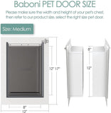 Baboni Pet Door for Wall, Steel Frame and Telescoping Tunnel, Aluminum Lock, Double Flap Dog Door and Cat Door, Strong and Durable (Pets Up to 40 Lb) -Medium