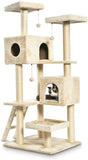 Amazon Basics Extra Large Cat Tree Tower With Dual Condo Cave - 28 x 65 x 24 Inches, Beige