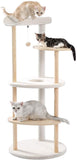 PETEPELA Cat Tree Cat Tower for Indoor Cats,5-Level Cat Play House Cat Activity Center with Scratching Posts Beige