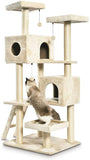 Amazon Basics Extra Large Cat Tree Tower With Dual Condo Cave - 28 x 65 x 24 Inches, Beige