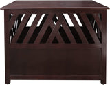 Casual Home Wooden Lattice Pet Crate, End Table, Espresso