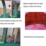 Scratching Post Cat Tower Activity Centre,Small Three-Story Cat Climbing Frame Cat Tree, Creative Cute Mushroom-Shaped Cat House, Butterfly Flower Resting Platform, Sisal Scratching Post