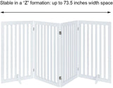 unipaws Freestanding Wooden Dog Gate, Foldable Pet Gate with 2PCS Support Feet Dog Barrier Indoor Pet Gate Panels for Stairs, White, Indoor Use Only