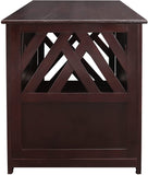 Casual Home Wooden Lattice Pet Crate, End Table, Espresso