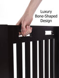 Arf Pets Free Standing Wood Dog Gate with Walk Through Door, Expands Up to 80" Wide, 31.5" High - Bonus Set of Foot Supporters