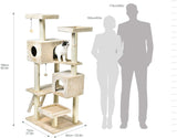 Amazon Basics Extra Large Cat Tree Tower With Dual Condo Cave - 28 x 65 x 24 Inches, Beige
