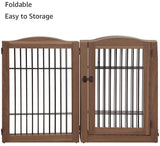 unipaws 6 Panels Extra Wide Freestanding Walk Through Dog Gate with 5 Support Feet, Pet Playpen, Foldable Stairs Barrier Pet Exercise Pen for Dogs Cats,Indoor Use Only