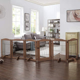 unipaws 6 Panels Extra Wide Freestanding Walk Through Dog Gate with 5 Support Feet, Pet Playpen, Foldable Stairs Barrier Pet Exercise Pen for Dogs Cats,Indoor Use Only