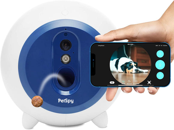 Dog Treat Dispenser with Camera WiFi Full HD Pet Monitor 2-Way Audio Night Vision Mobile App Control Remote Treat Tossing for Dogs and Cats