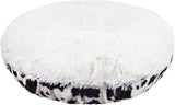 Bessie and Barnie Signature Spotted Pony / Snow White Luxury Shag Extra Plush Faux Fur Bagel Pet / Dog Bed (Multiple Sizes), M- 36"
