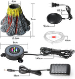 Aquarium Air Bubble Light Aquarium Stone Disk with Air Pump Volcano Ornament LED Air Stone Light with 6 LEDs Aquarium and Fish Tank Decoration Kit