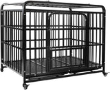 AGESISI Heavy Duty Dog Crate - Strong Metal Dog Cage Dog Kennels for Medium and Large Dogs, Pet Playpen Indoor Outdoor with Four Wheels, Self-Locking Latches, 38 inches