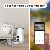 ABRCT Automatic Cat Feeder, HD Camera for Voice and Video Recording, Smart Cat Food Dispenser, Timed Cat Feeder with Desiccant Bag, Auto Pet Feeder with Dual Power Supply (4L) (White)