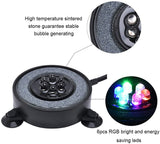 Aquarium Air Bubble Light Aquarium Stone Disk with Air Pump Volcano Ornament LED Air Stone Light with 6 LEDs Aquarium and Fish Tank Decoration Kit