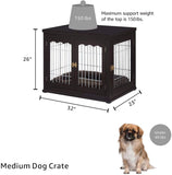 unipaws Furniture Style Dog Crate End Table with Cushion, Wooden Wire Pet Kennels with Double Doors, Medium Dog House Indoor Use