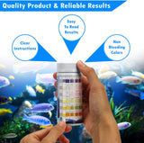 SJ WAVE 6 in 1 Aquarium Test Strip for Freshwater Aquarium | Fast & Accurate Water Quality Testing Strips for Aquariums & Ponds | Monitors pH, Hardness, Nitrate, Temperature and More (100 Tests)