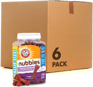 Arm & Hammer for Pets Nubbies Dental Treats for Dogs | Dental Chews Fight Bad Breath, Plaque & Tartar Without Brushing | Bacon Flavor Value Bucket, 139 Pcs - 6 Pack