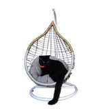 B.U.STYLE Cat Bed Basket Swinging Pet House Nest for Small Dog Cat with Cushion, Indoor Outdoor Hanging Hammock, Teardrop Shape, Light Grey and Brown, KD-Stand, 18W Inch x 13D Inch x 15H Inch