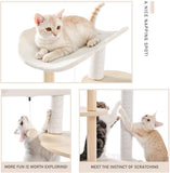 PETEPELA Cat Tree Cat Tower for Indoor Cats,5-Level Cat Play House Cat Activity Center with Scratching Posts Beige