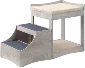 unipaws Pet Bunk Bed with Removable Step for Dogs and Cats, Multi-Level Bed Window Perch Seat Platform with Cushion and Cat Scratch Pad, Indoor Use