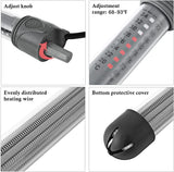 HITOP 25W 50W Adjustable Aquarium Heater, Submersible Fish Tank Heater Thermostat with Suction Cup (50W)
