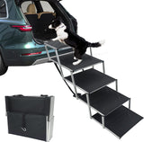 maxpama Extra Wide Aluminum Folding Dog Ramp for Large Dogs Portable Dog Car Step Dog Stair with Nonslip Surface Foldable Pet Stair for High Bed Truck and SUV Lightweight Pet Ladder Support to 200 Lbs