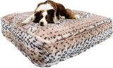 Bessie and Barnie Aspen Snow Leopard Luxury Extra Plush Faux Fur Rectangle Pet/Dog Bed (Multiple Sizes)