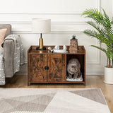 ALLOSWELL Cat Litter Box Furniture, Cat Washroom Storage Bench, Hidden Cat Litter Cabinet, for Living Room, Bedroom, Entrance Hallway, Rustic Brown CWHR2501