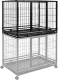 Amazon Basics Heavy Duty Stackable Pet Kennel on Wheels with Tray, 36-inch