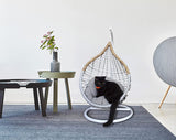 B.U.STYLE Cat Bed Basket Swinging Pet House Nest for Small Dog Cat with Cushion, Indoor Outdoor Hanging Hammock, Teardrop Shape, Light Grey and Brown, KD-Stand, 18W Inch x 13D Inch x 15H Inch