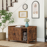 ALLOSWELL Cat Litter Box Furniture, Cat Washroom Storage Bench, Hidden Cat Litter Cabinet, for Living Room, Bedroom, Entrance Hallway, Rustic Brown CWHR2501